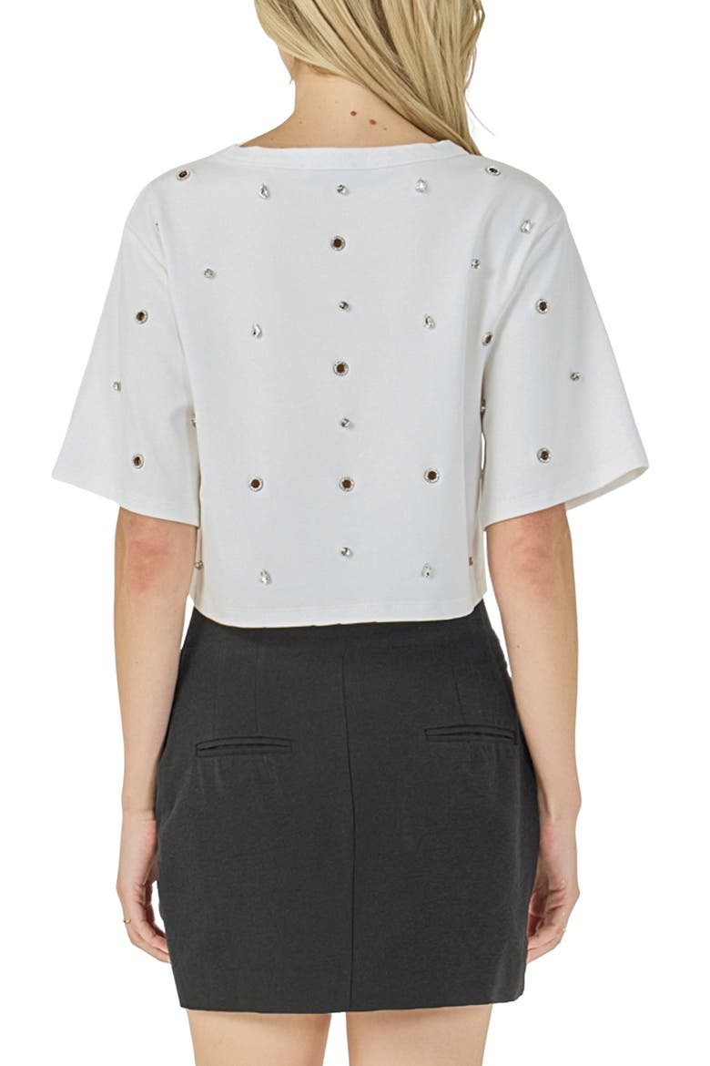 Rhinestone Crop T-Shirt, Alternate, color, WHITE