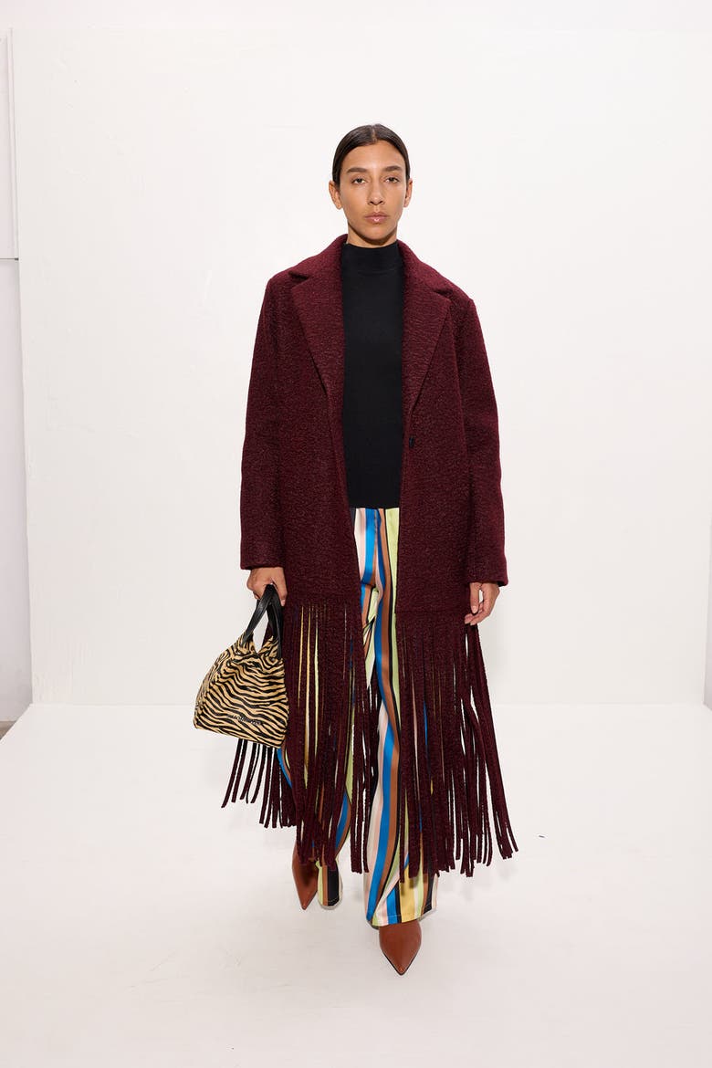 Vero Fringe Coat, Main, color, Bordeaux