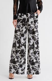 L'AGENCE Gavin Floral Wide Leg Silk Pants