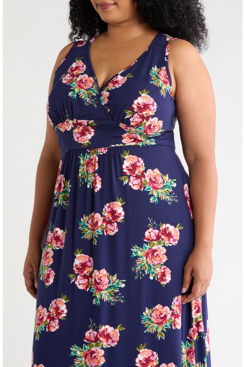 Empire Waist Maxi Dress, Alternate, color, NAVY/ CORAL