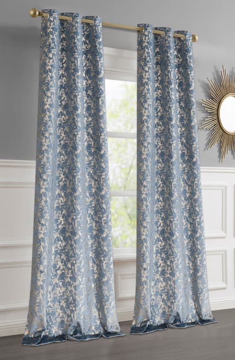 Set of 2 Jacquard Room Darkening Curtains