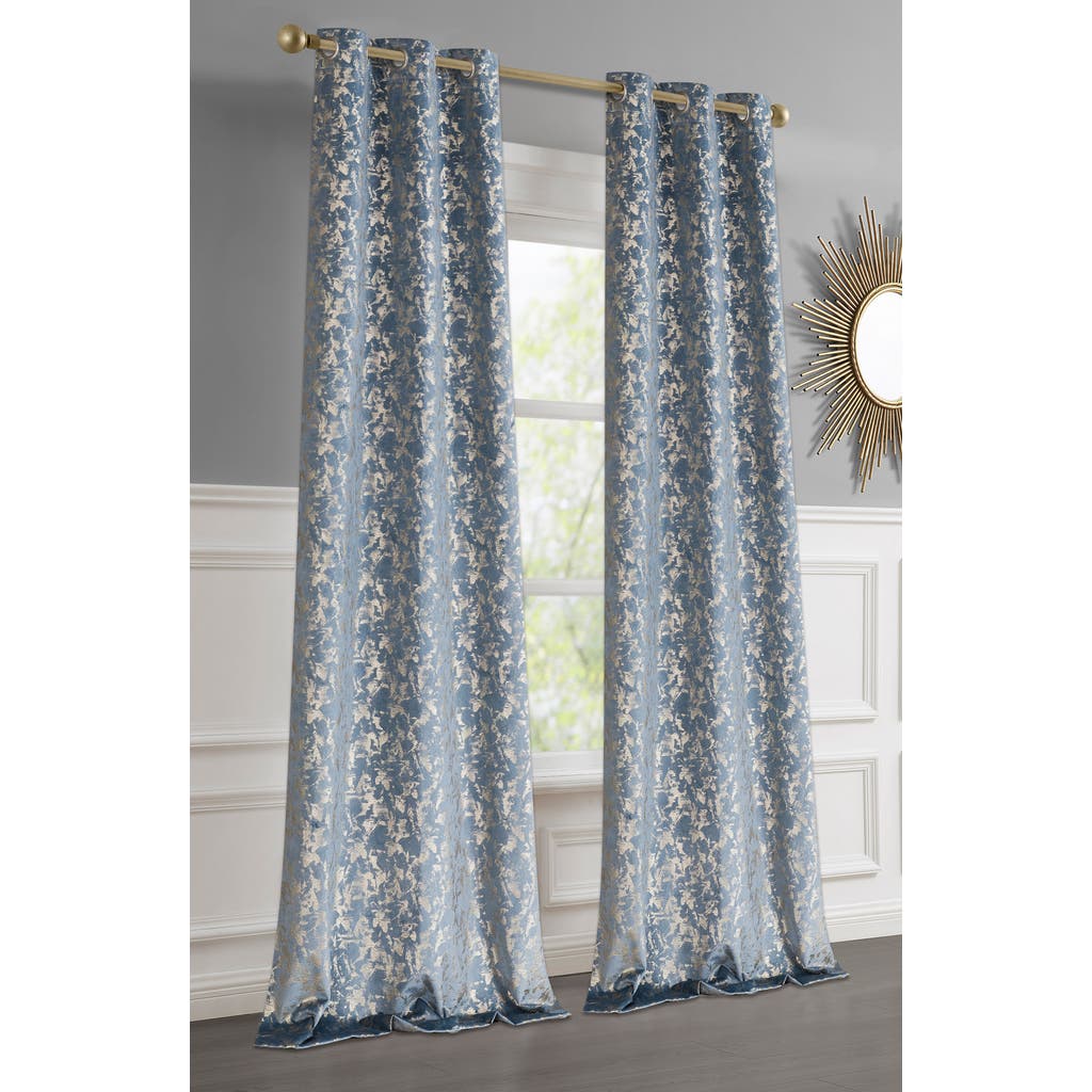 Dainty Home Set Of 2 Jacquard Room Darkening Curtains In Blue