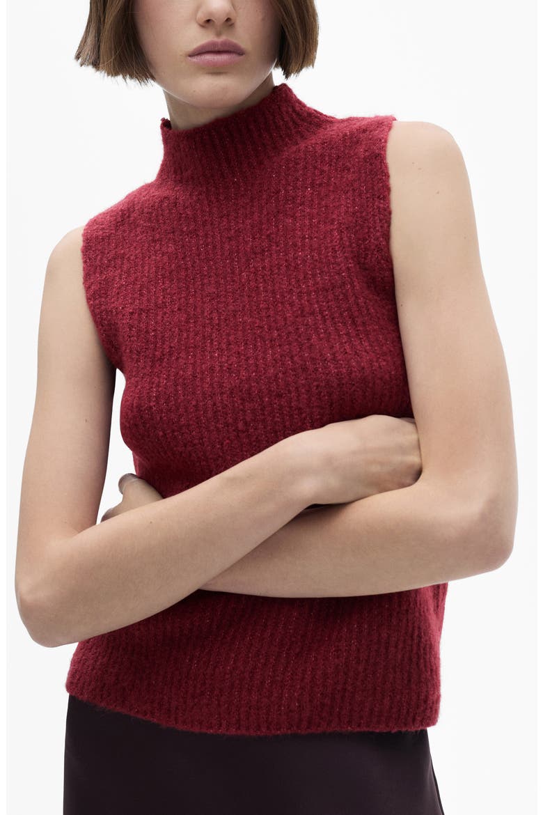 Perkins Mock Neck Rib Sweater Vest, Main, color, WINE