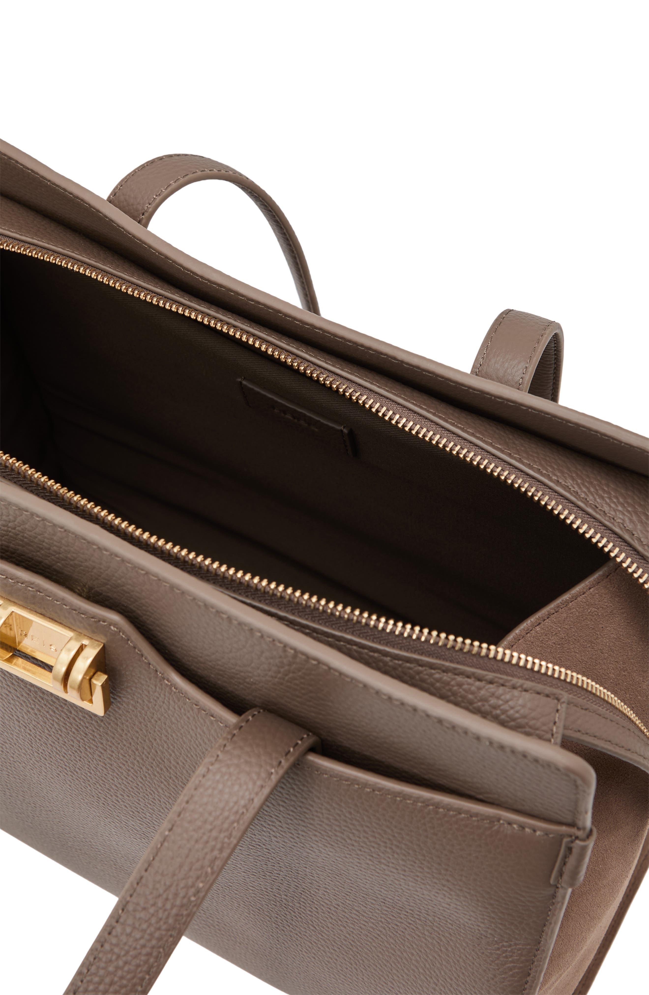 Reiss Delphine Leather Tote, Alternate, color, Taupe