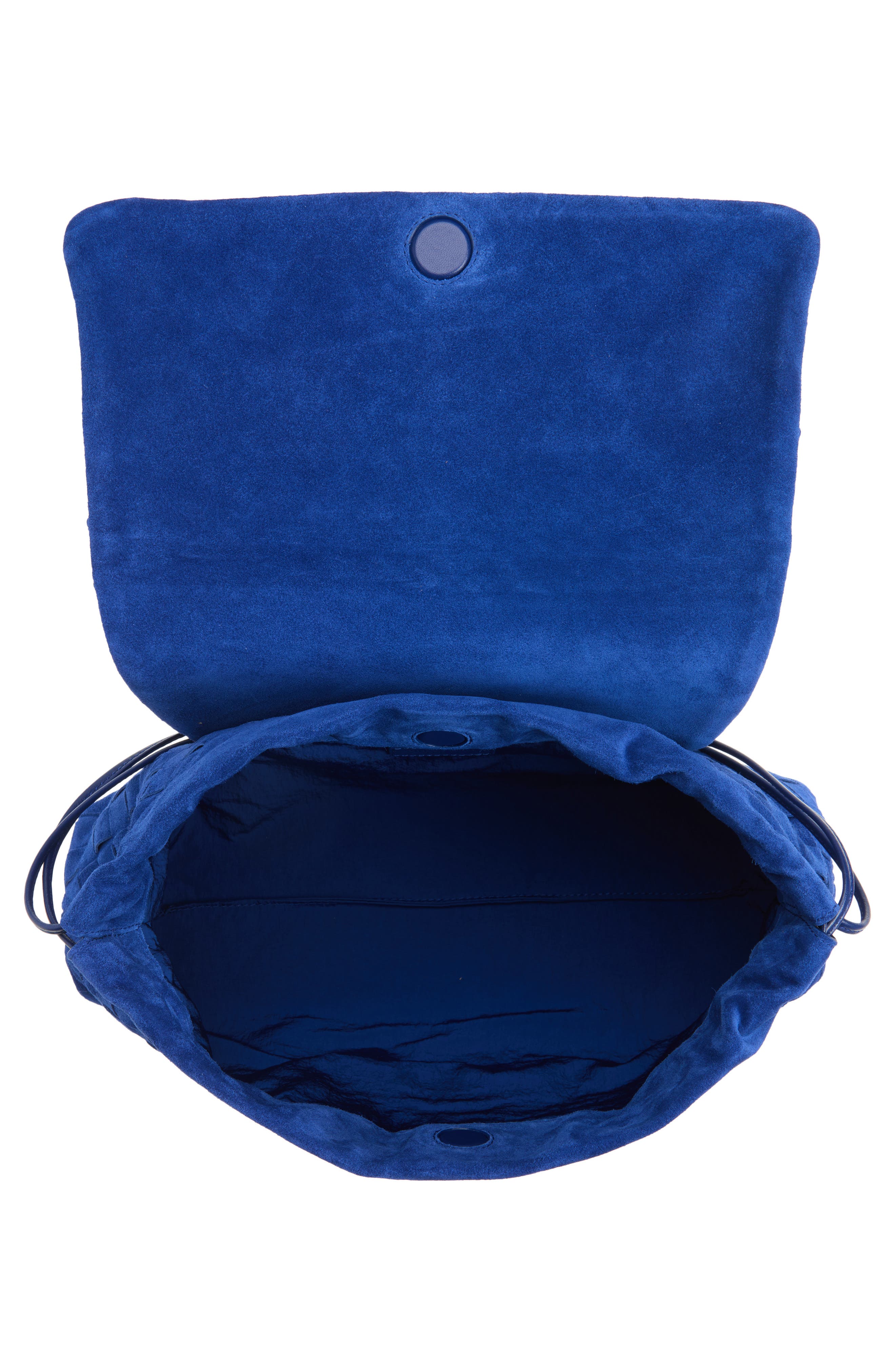 Giorno Intrecciato Suede Shoulder Bag, Alternate, color, 4297 BLUE ROYAL/ GOLD