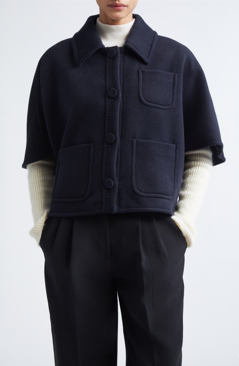 Max Mara Agile Alpaca, Wool & Silk Double Face Cape, Main, color, Ultramarine