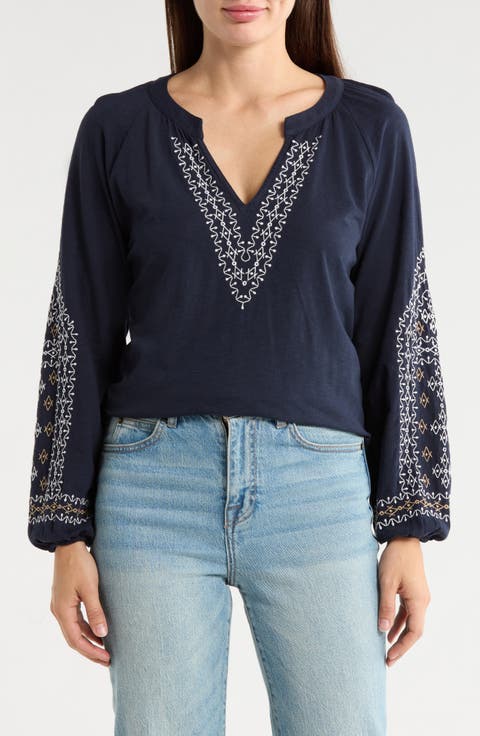 Solstice Embroidered Cotton Blouse