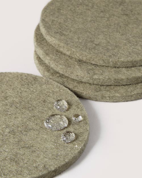 Graf & Lantz Graf Lantz Bierfilzl Merino Wool Round Coaster Solid 4 Pack In Sage