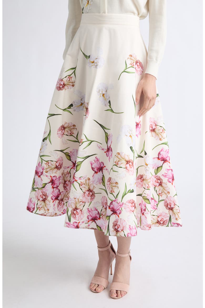 Painted Iris Cotton Poplin Skirt, Alternate, color, PINK/ IVORY
