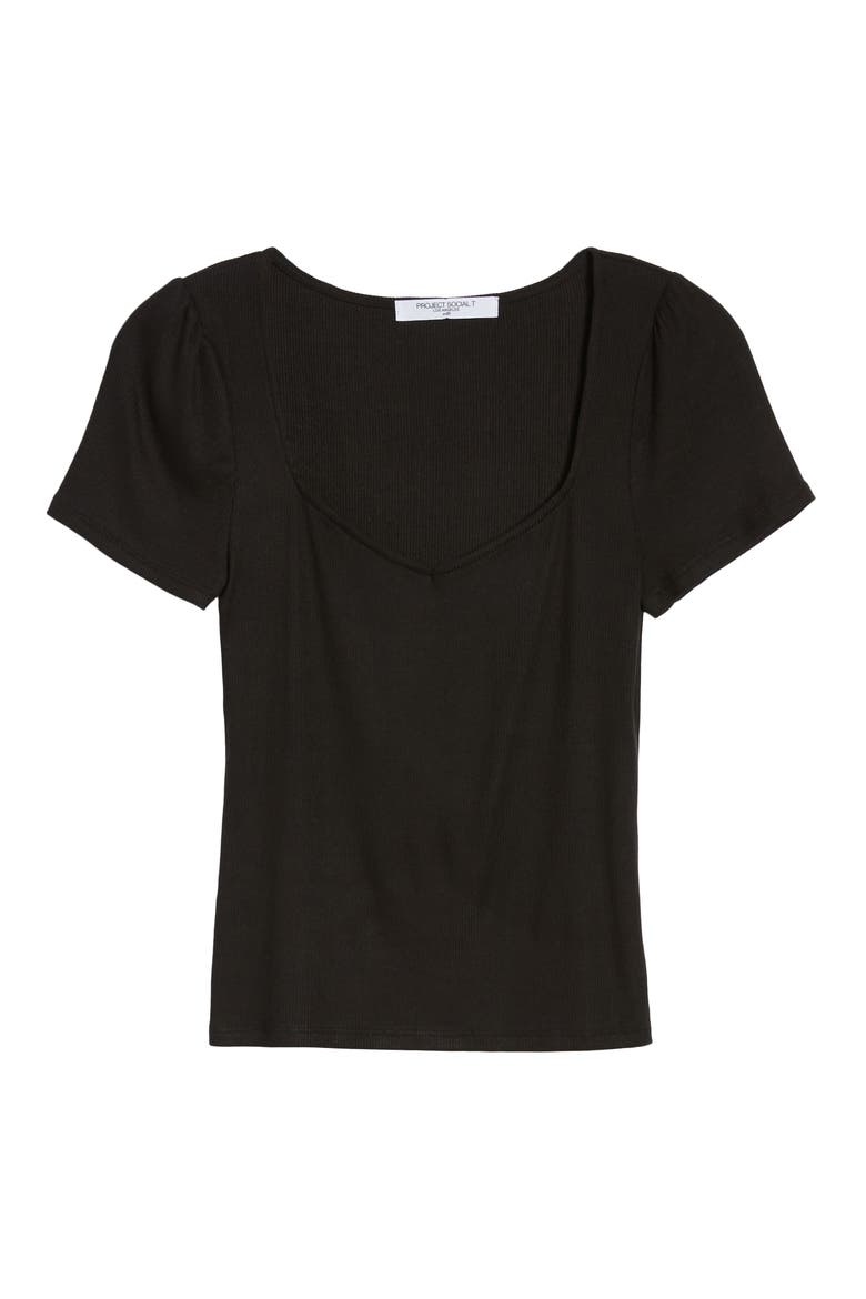 Femme Ribbed Tee, Alternate, color, BLACK