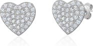 Crislu Pavé Cubic Zirconia Heart Stud Earrings