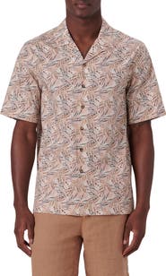 Bugatchi Shaped Fit Short Sleeve Button-Up Camp Shirt