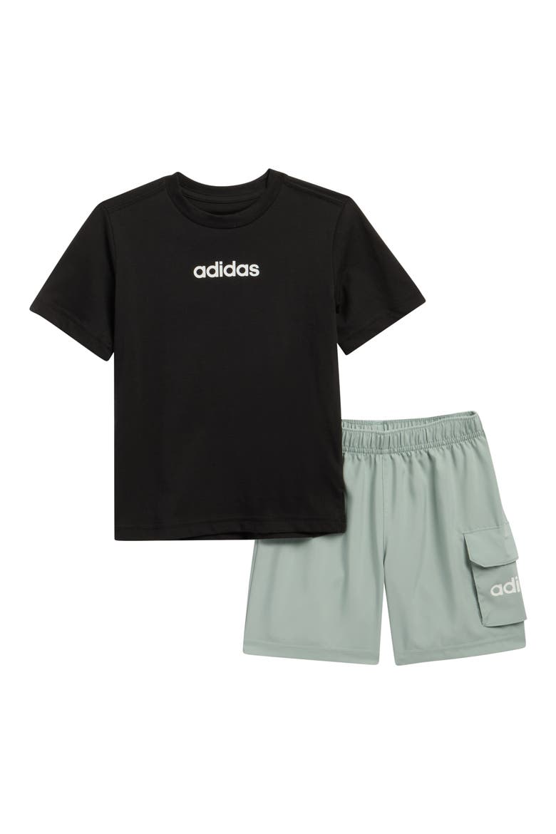 Kids' Logo Graphic T-Shirt & Cargo Shorts Set, Main, color, BLACK