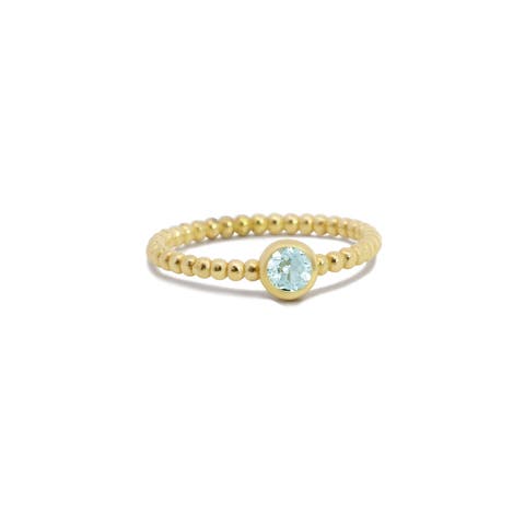 Gold Beaded Aquamarine Ring