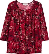 KASPER Pleated Three-Quarter Sleeve Top