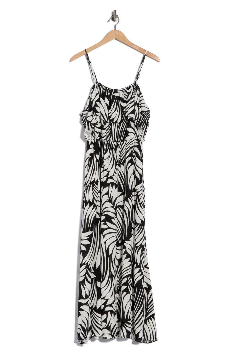 AREA STARS Fan Print Cold Shoulder Maxi Dress, Alternate, color, Black