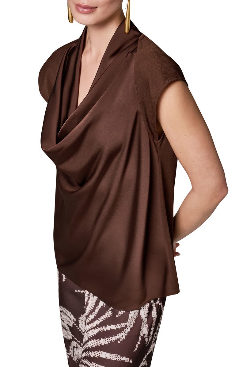Donna Karan New York Cowl Neck Mixed Media Top, Alternate, color,