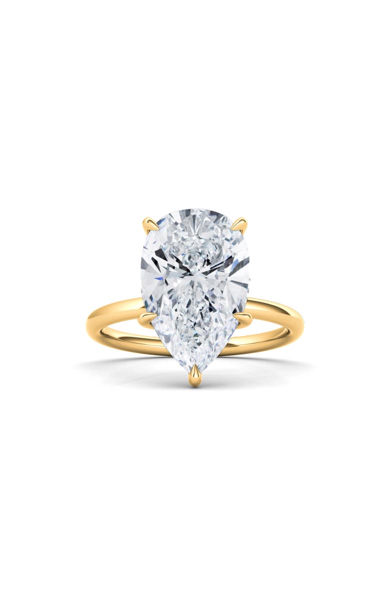 HauteCarat Pear Cut Lab Created Diamond Ring, Main, color, 2.00 Ctw 18K Yellow Gold