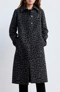 MANGO Leopard Print Cotton Blend Long Coat