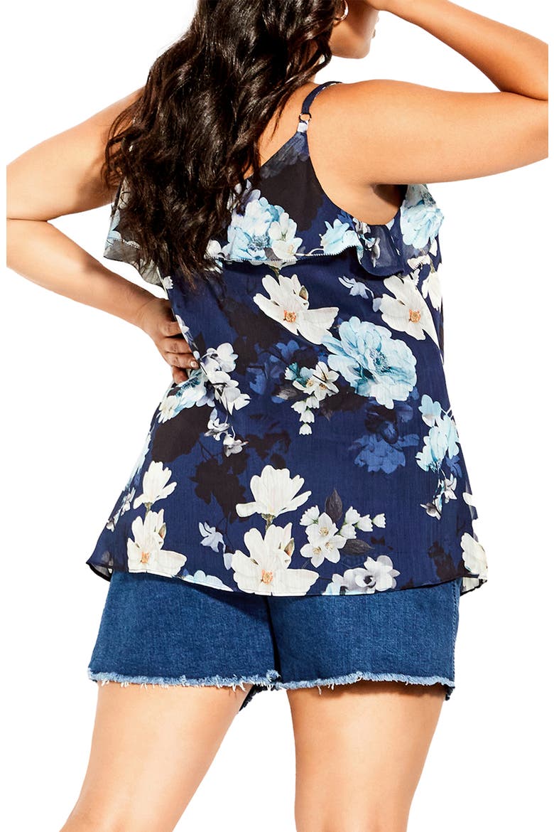 Shy Orchid Floral Ruffle Camisole, Alternate, color, NAVY SHY ORCHID