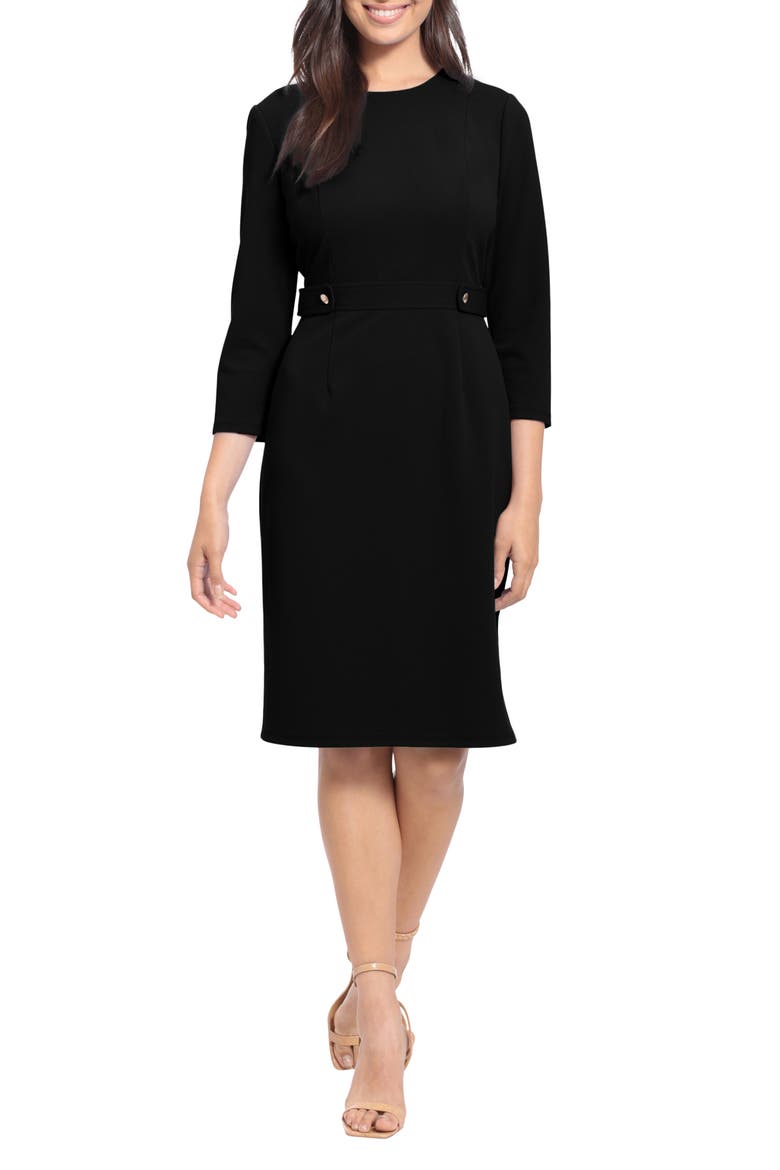 Side Tab Sheath Dress, Main, color, BLACK
