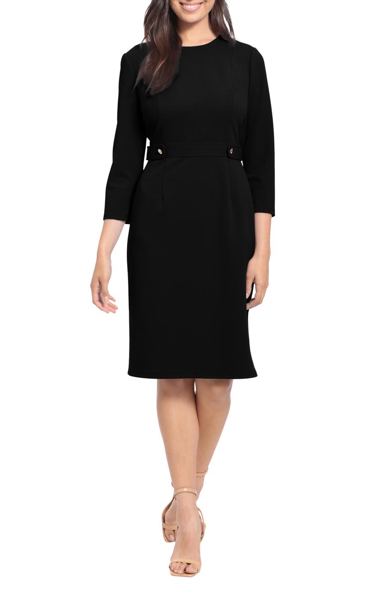 London Times Side Tab Sheath Dress, Main, color, Black