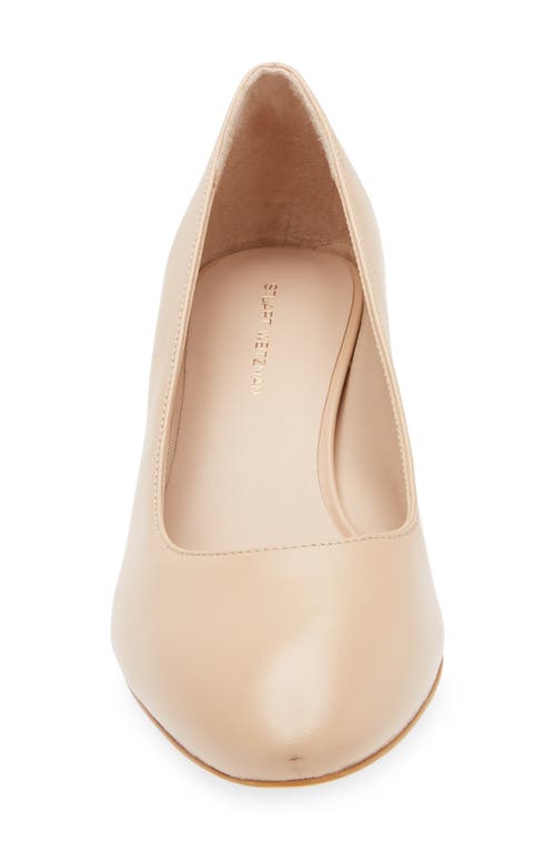 Stuart Weitzman Bridget Block Pump In Golden Beige