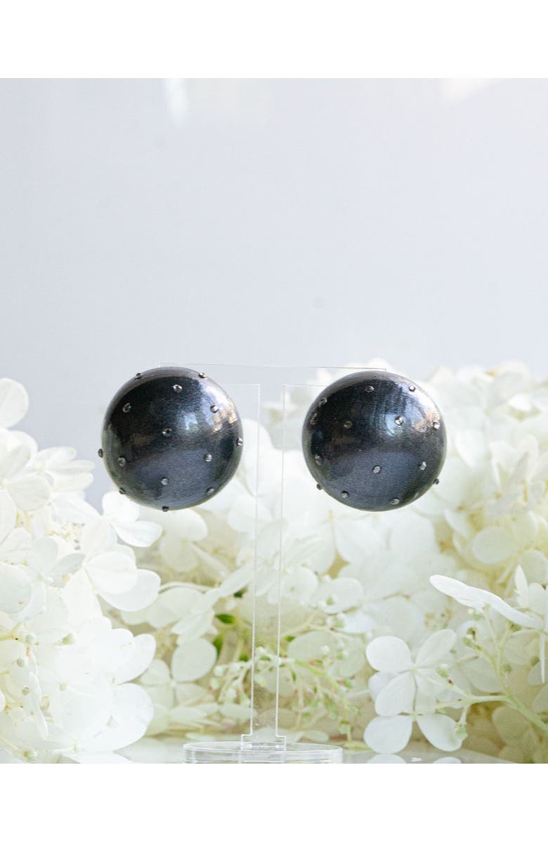 Saulė Label Gaia Crystal Mini Earrings, Alternate, color, Black Coral
