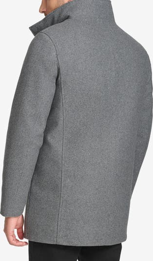 Walking Wool Blend Coat with Faux Fur Trim