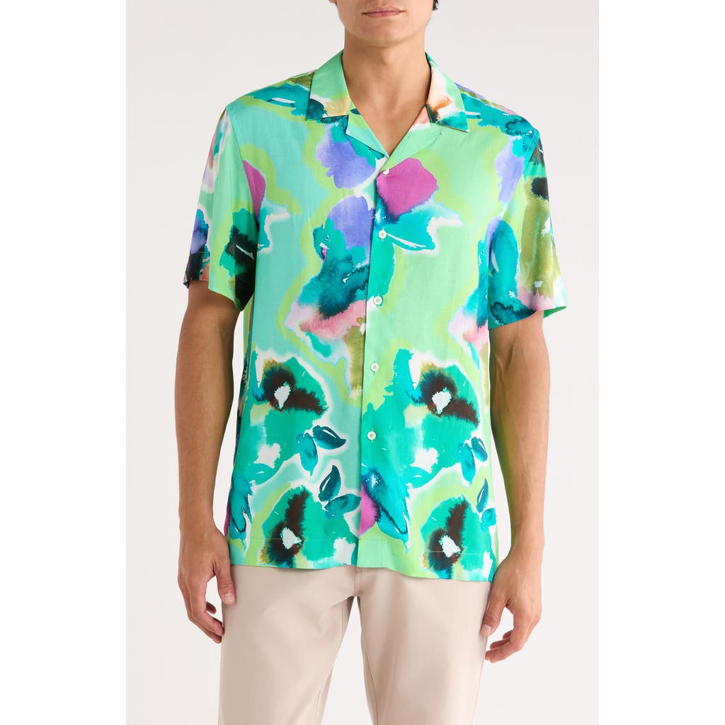Bugatchi Jackson Short Sleeve Button-up Shirt In Blue