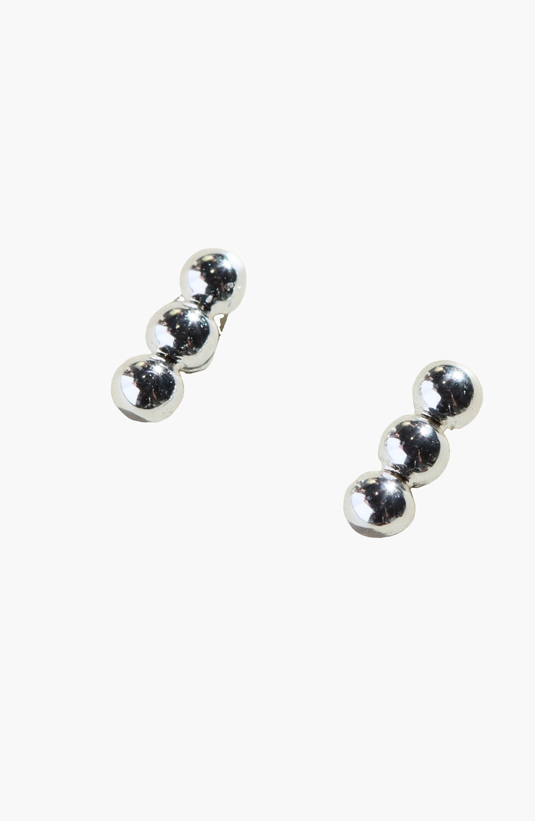 Nickel & Suede Chloe Bar Stud Earrings, Main, color, Silver
