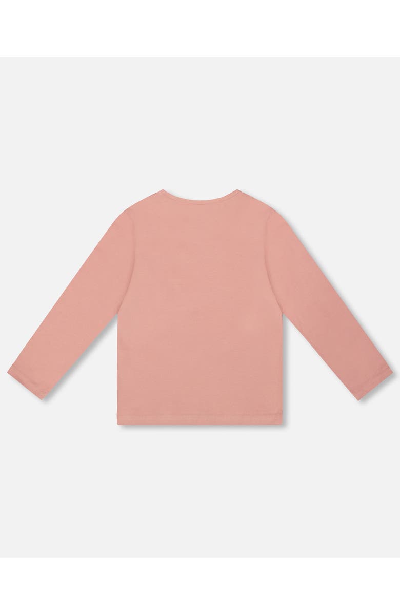 Deux par Deux Organic Cotton Long Sleeve T-Shirt with Sequin Unicorn, Alternate, color, Dusty Pink