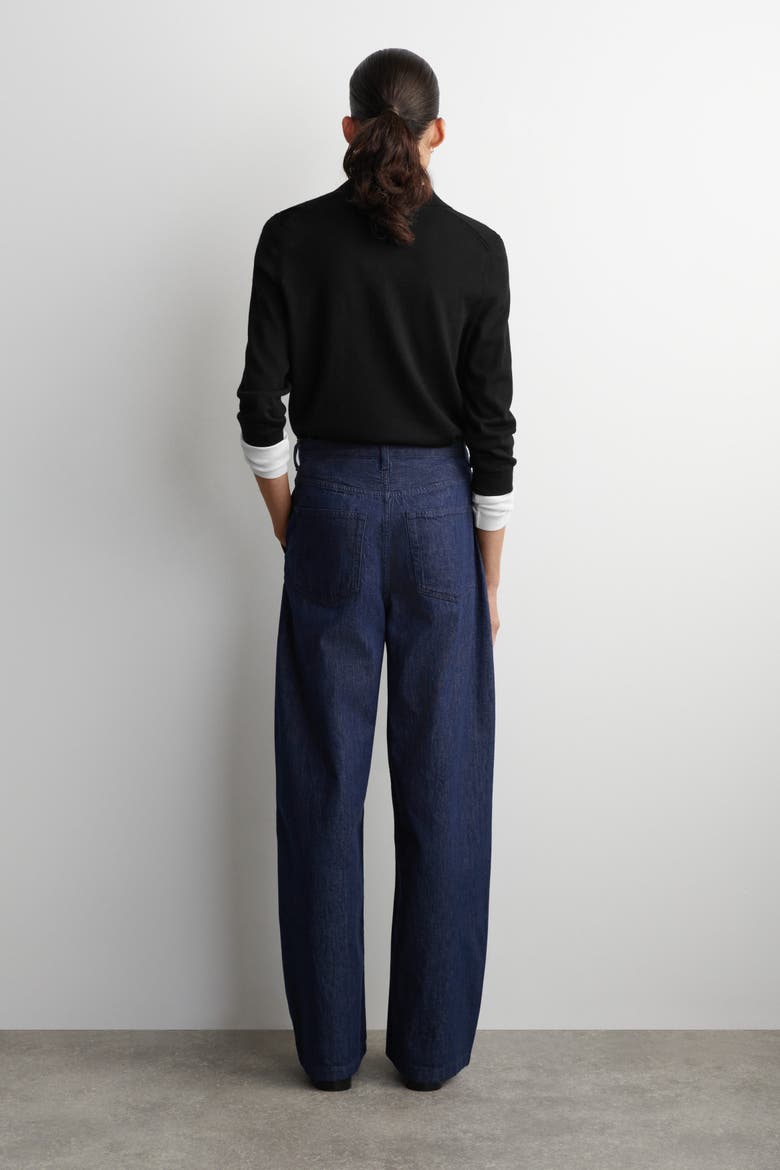 Wide-Leg Denim Pants, Alternate, color, DARK BLUE