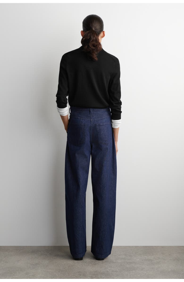 COS Wide-Leg Denim Pants, Alternate, color, Dark Blue