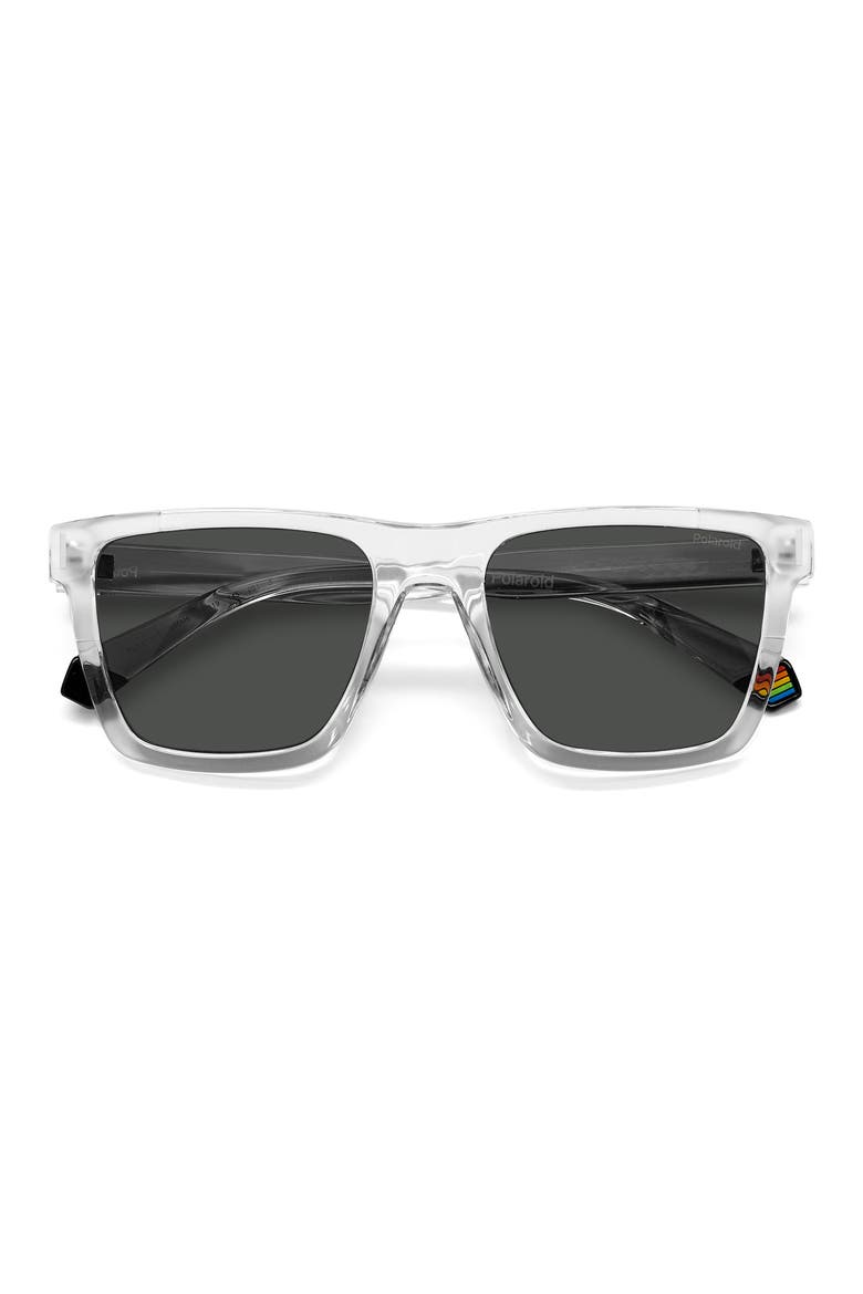 54mm Polarized Rectangular Sunglasses, Alternate, color, CRYSTAL / GRAY POLAR