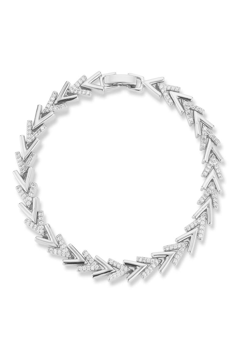 Chevron Cubic Zirconia Bracelet, Main, color, SILVER