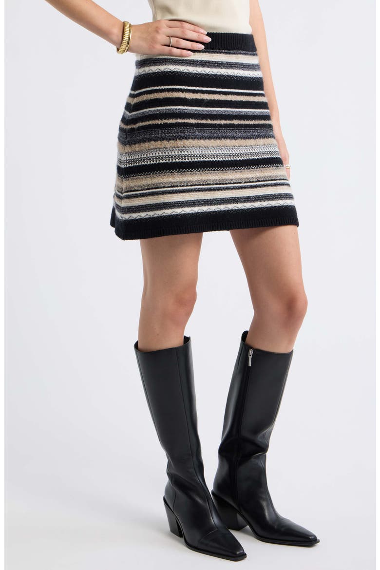 Striped Wool & Cashmere Blend Miniskirt, Alternate, color, NEUTRAL MULTI STRIPE