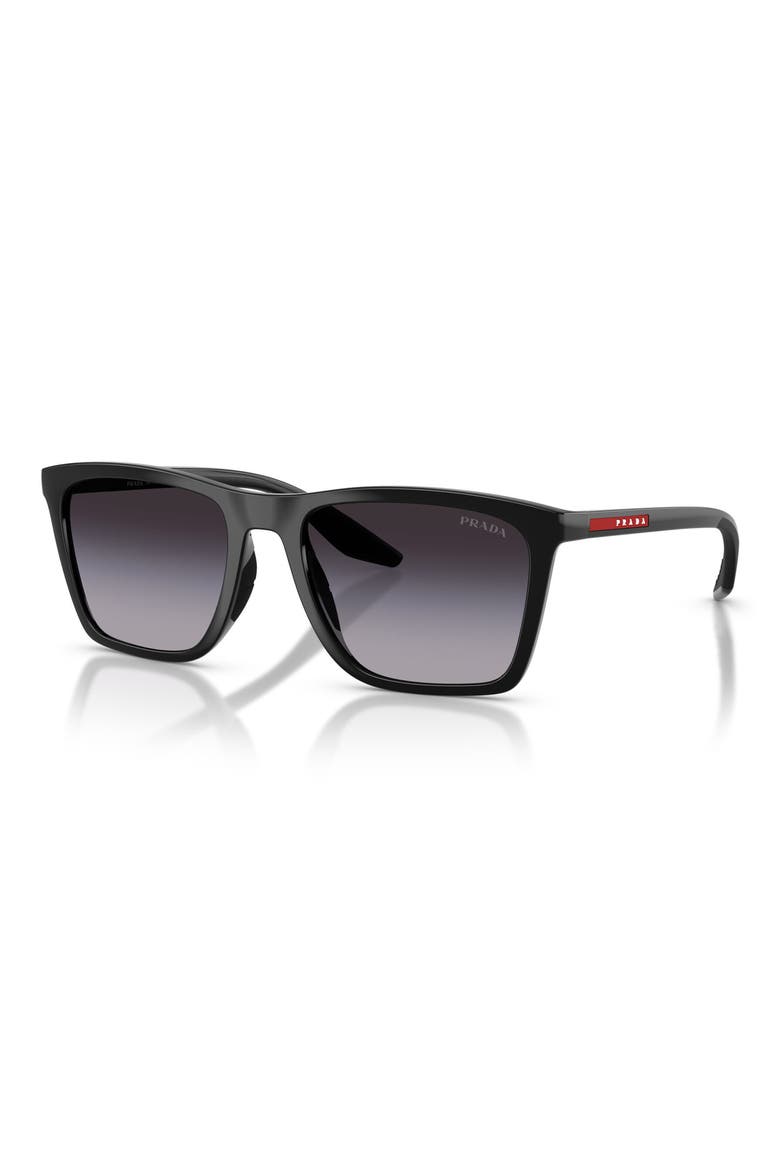 56mm Pillow Sunglasses, Alternate, color, BLACK / GREY GRADIENT