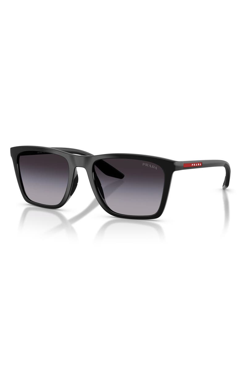 Prada Linea Rossa 56mm Pillow Sunglasses, Alternate, color, Black / Grey Gradient