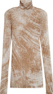 Proenza Schouler Rio Mock Neck Long Sleeve Tulle Top