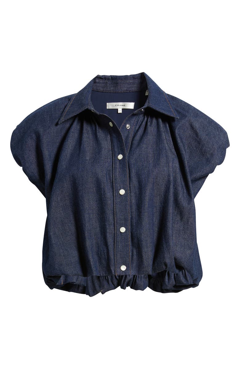 FRAME The Shell Denim Puff Sleeve Crop Top, Alternate, color, Puzzle