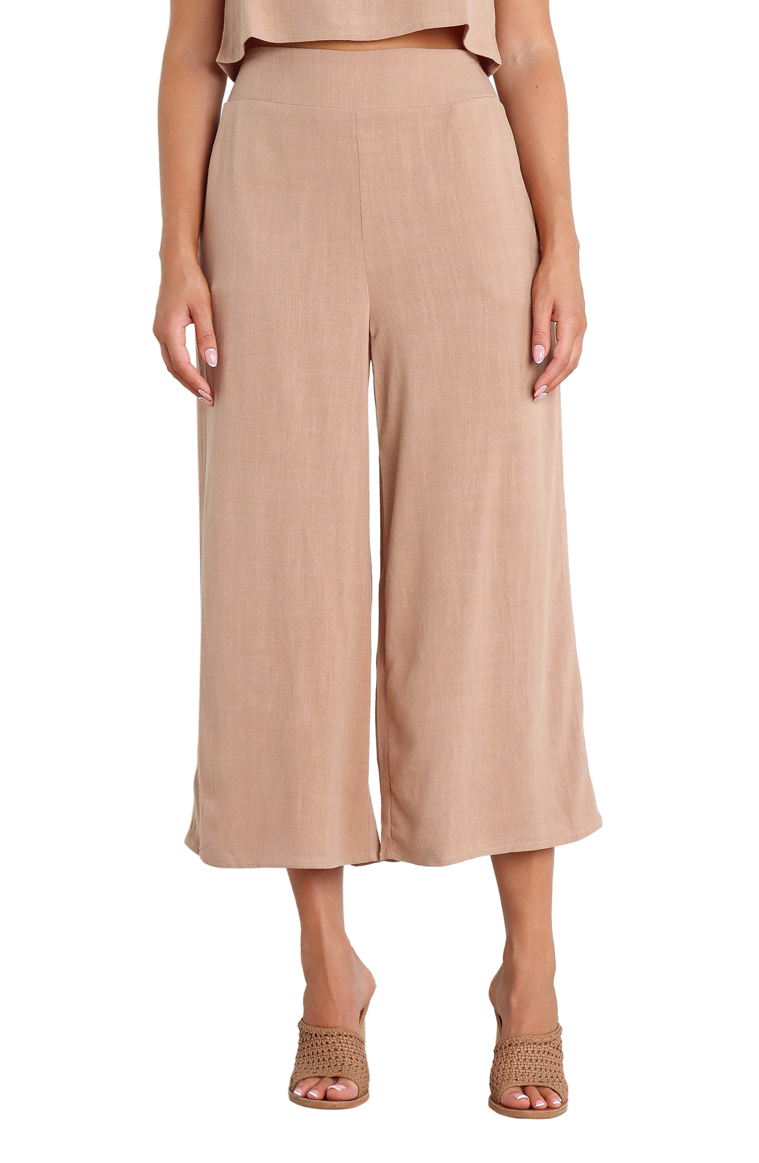 Petal & Pup Nicola Crop Wide Leg Linen Blend Pants