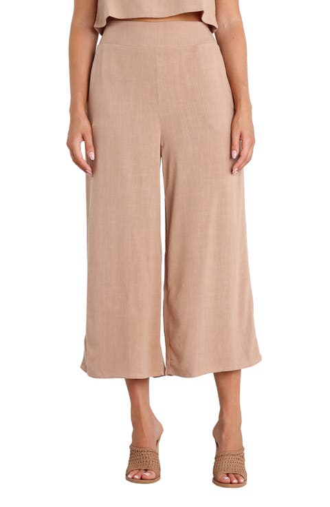 Nicola Crop Wide Leg Linen Blend Pants