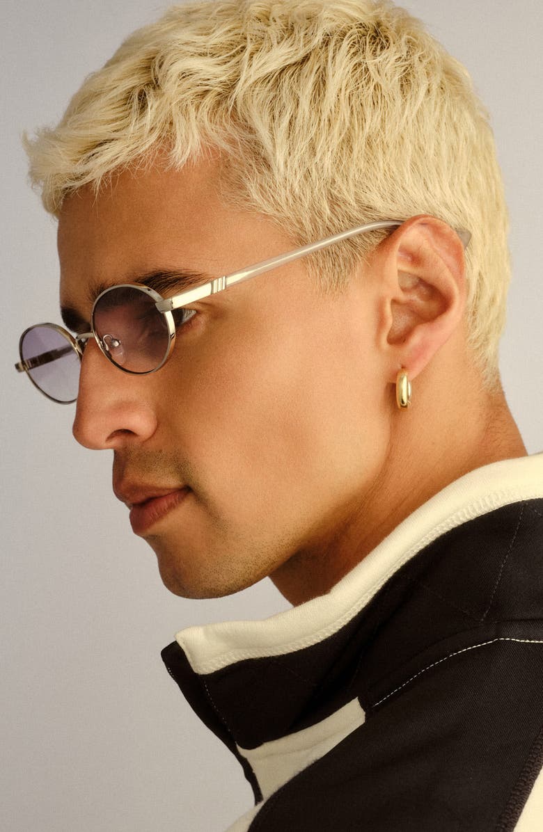 Le Specs 55mm Icicle Oval Sunglasses, Alternate, color, Silver / Smoke Mono