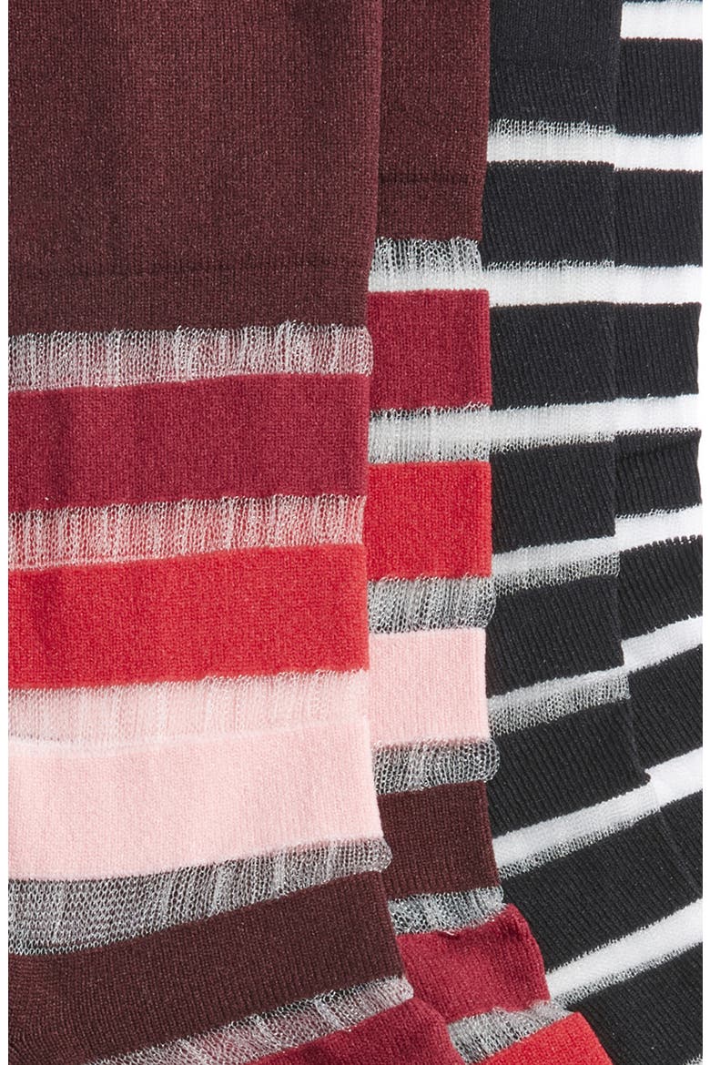 Assorted 2-Pack Sheer Stripe Crew Socks, Alternate, color, RED MULTI