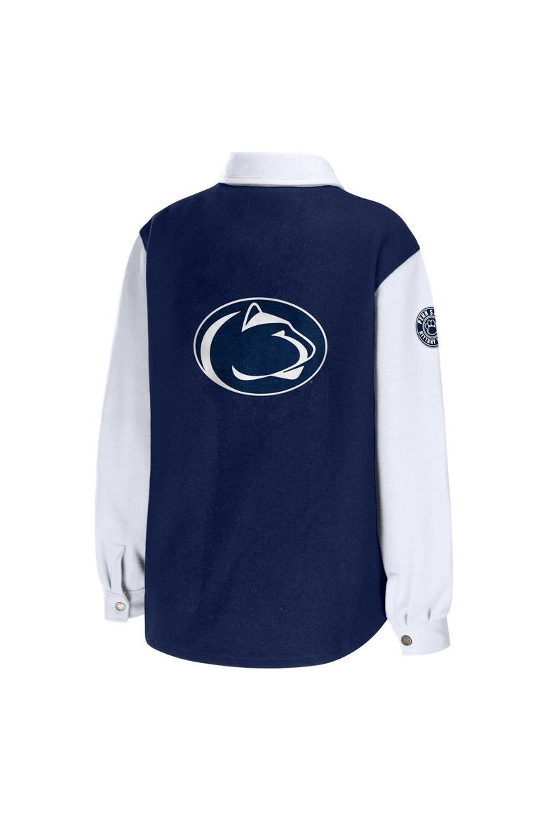 Women's WEAR by Erin Andrews Navy Penn State Nittany Lions Button-Up Shirt Jacket, Alternate, color, Navy