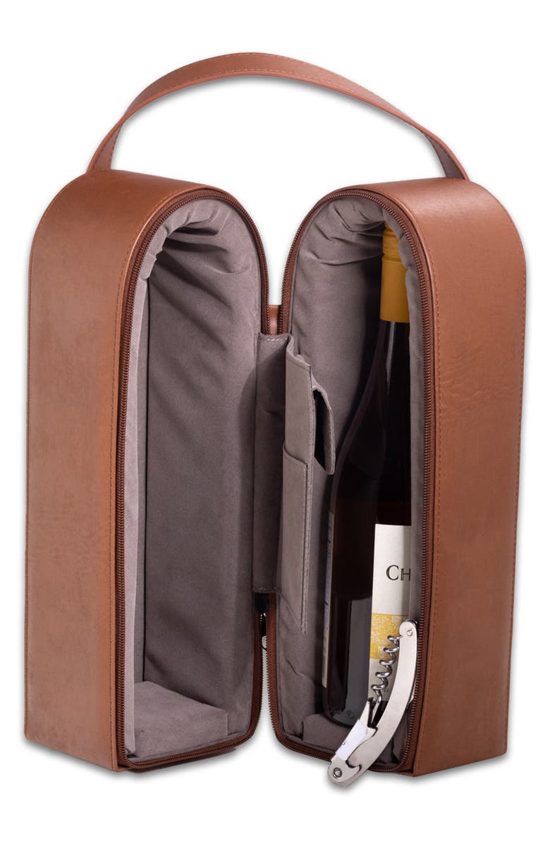 Bey-Berk Vino Leather Wine Caddy & Corkscrew Set, Alternate, color, Multi Color