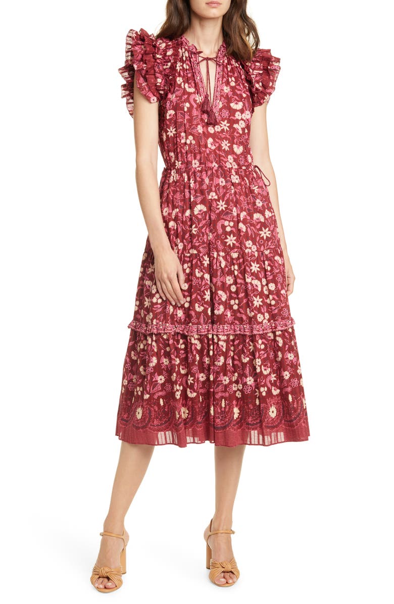 Ulla Johnson Linnea Floral Midi Dress, Main, color, 