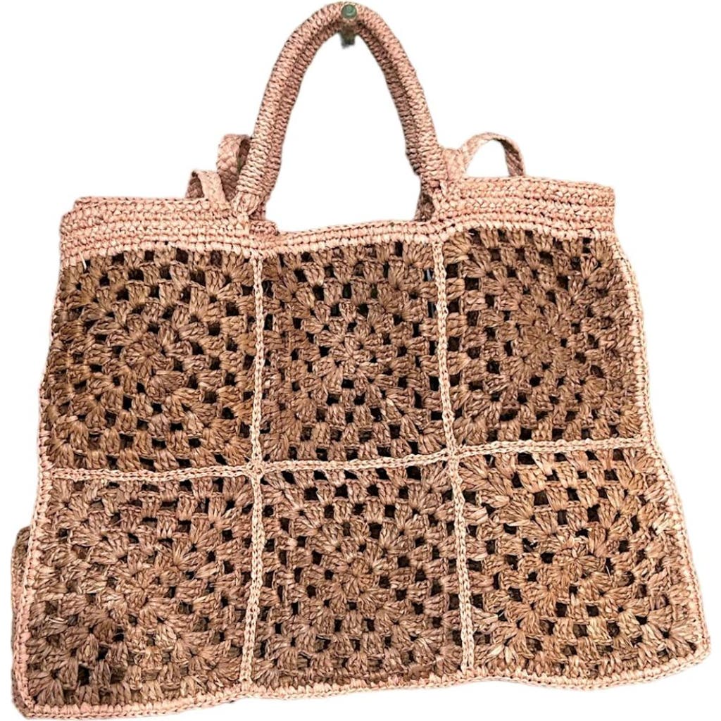 Zanatany Concepts Carrey Raffia Tote Bag In Pink
