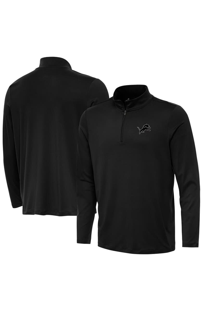 ANTIGUA Men's Antigua  Black Detroit Lions Reprocess Quarter-Zip Top, Alternate, color, Black
